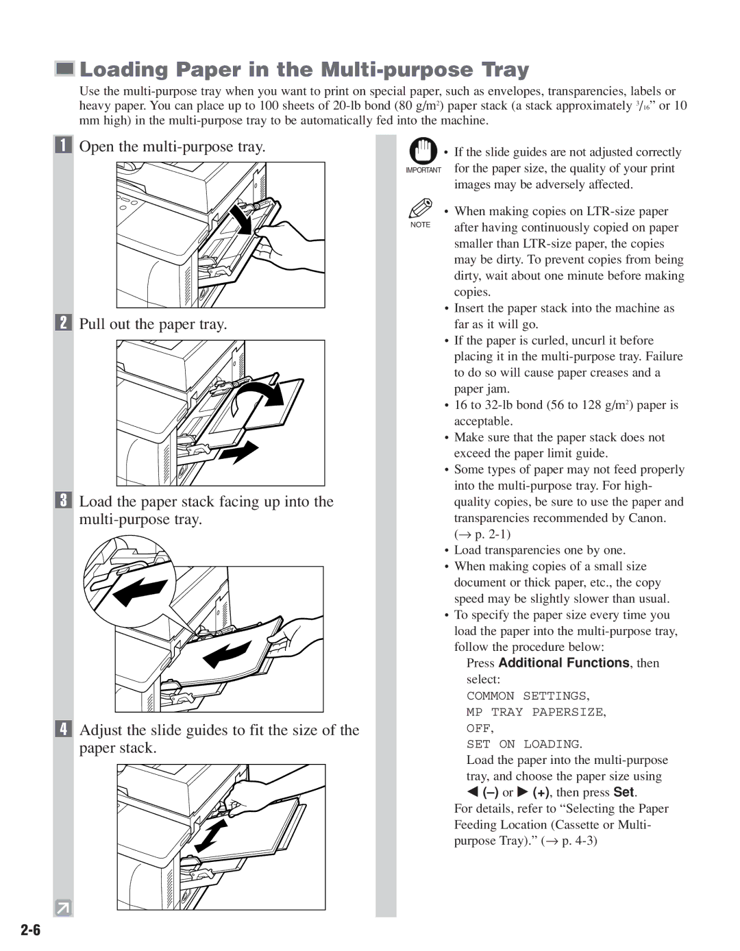 Canon D680, D661 manual Loading Paper in the Multi-purpose Tray, Press Additional Functions, then select 