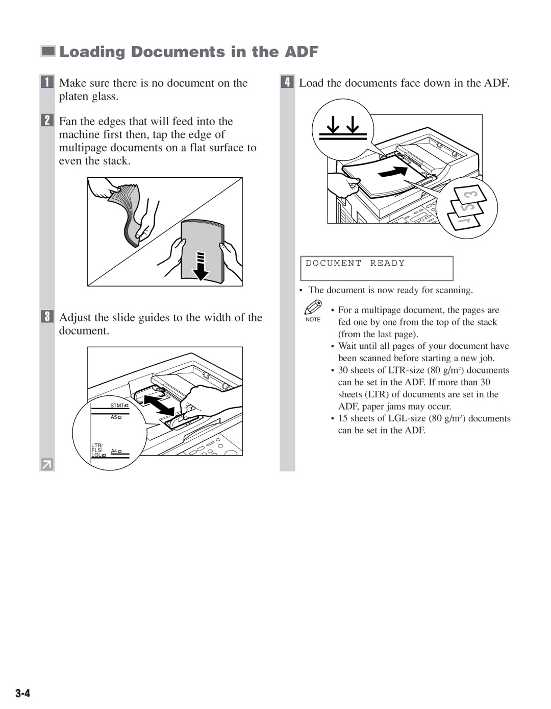 Canon D680, D661 manual Loading Documents in the ADF, Make sure there is no document on 