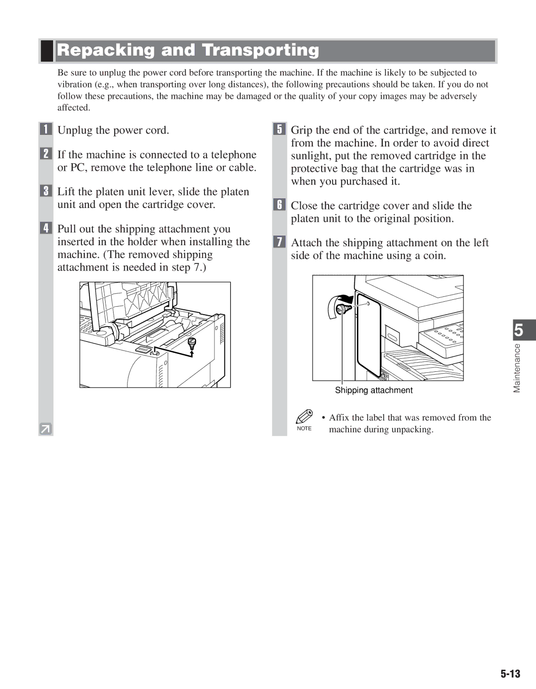 Canon D661, D680 manual Repacking and Transporting 