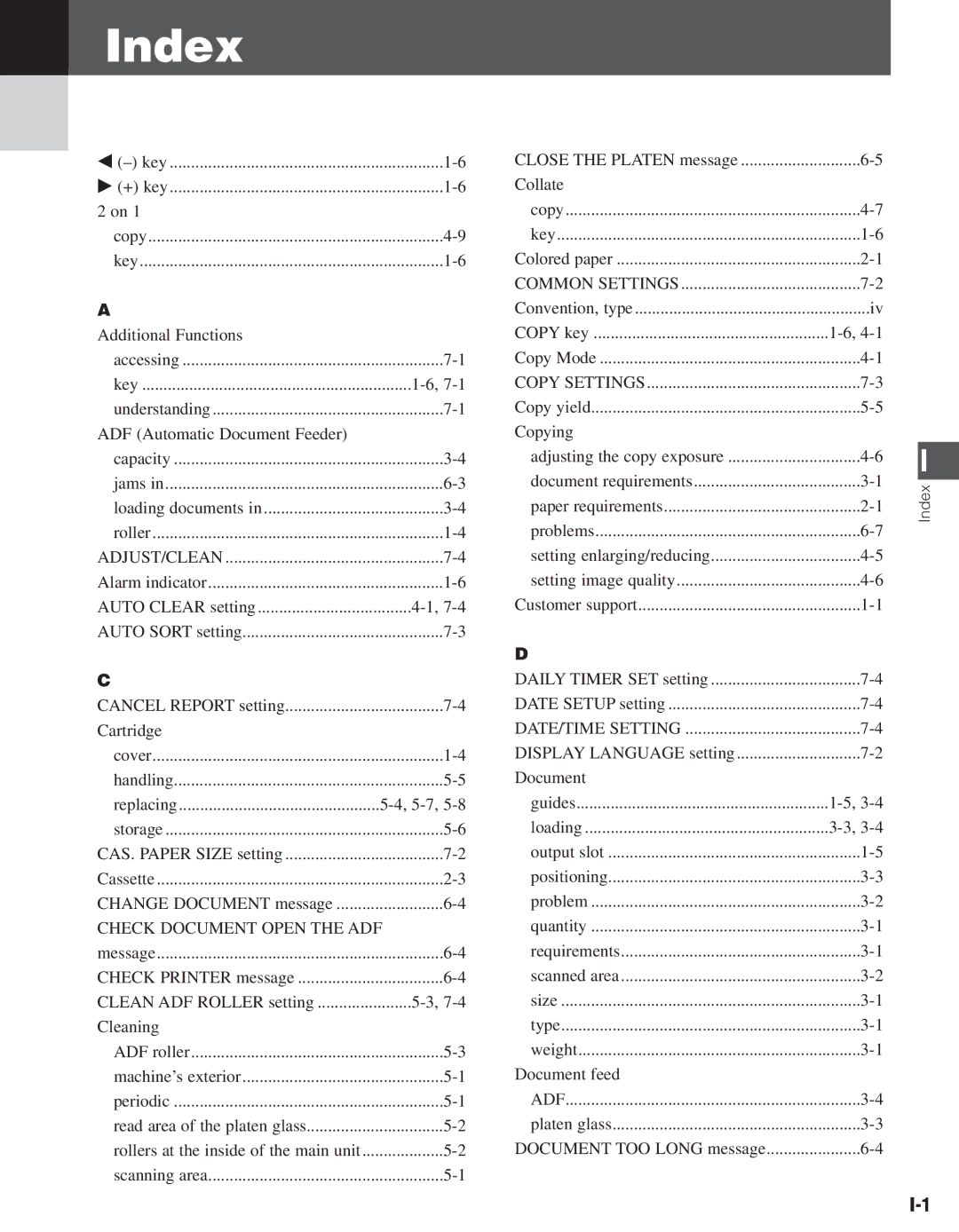 Canon D661, D680 manual Index 