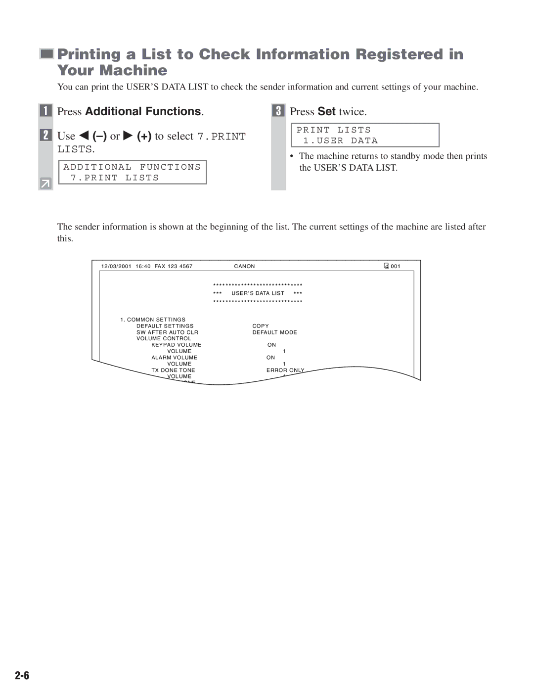 Canon D680 manual Use 4 -or e + to select 7.PRINT, Lists 