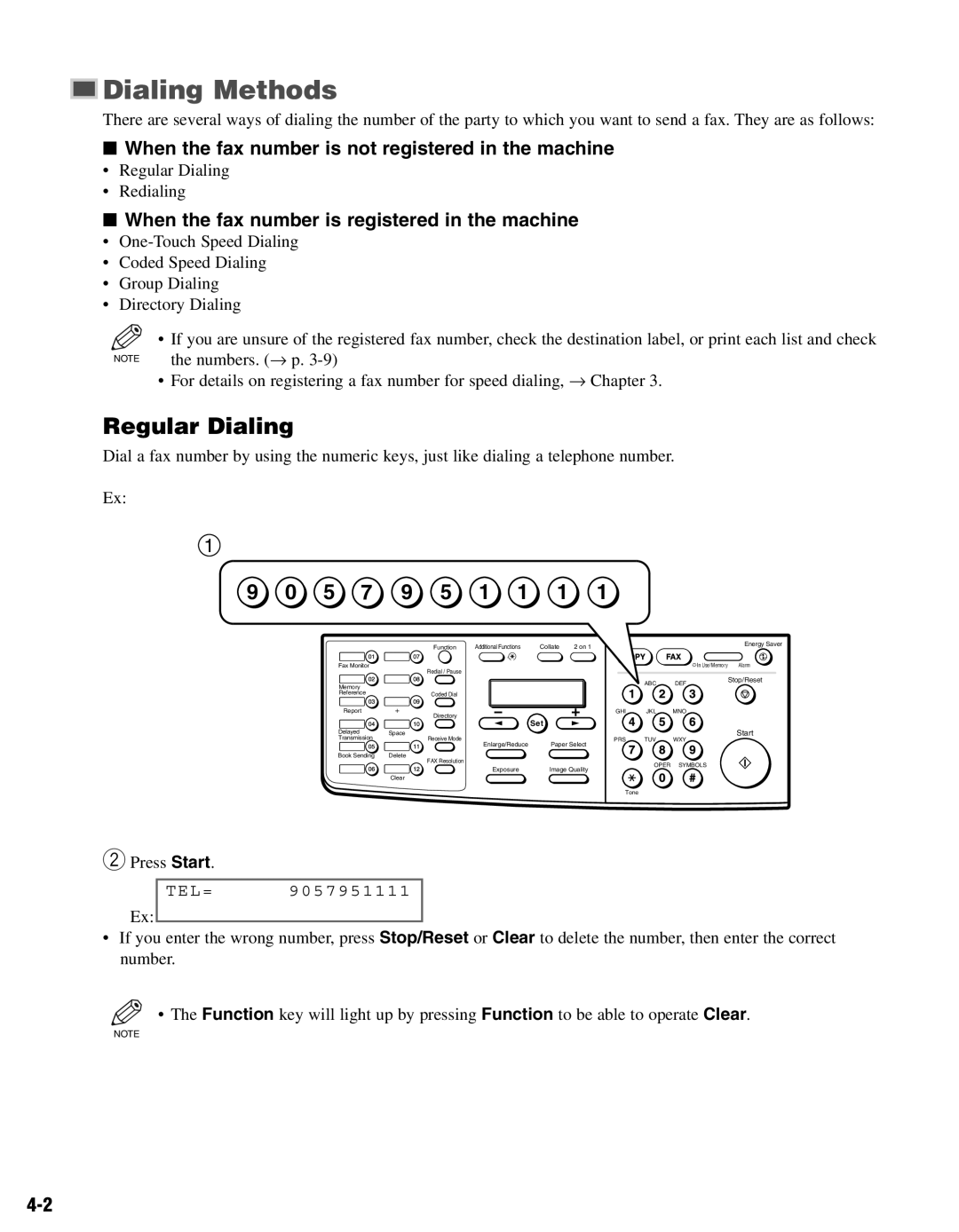 Canon D680 manual Dialing Methods, Regular Dialing, 5 7 9 5 1 1 1 