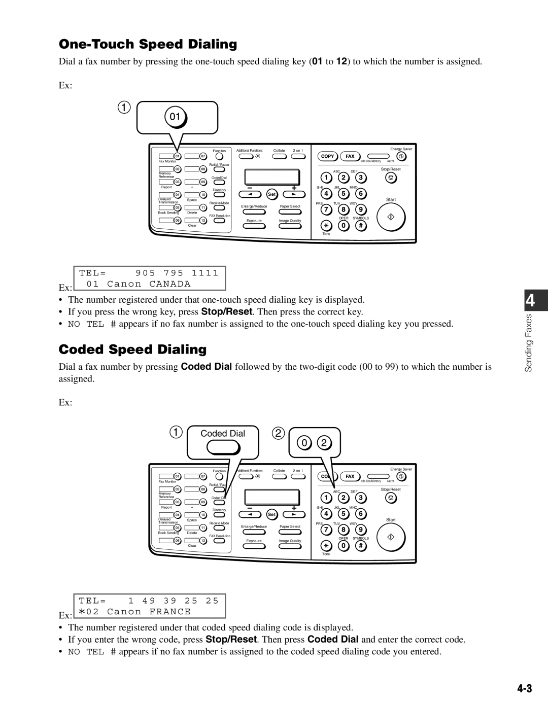 Canon D680 manual One-Touch Speed Dialing, Coded Speed Dialing 