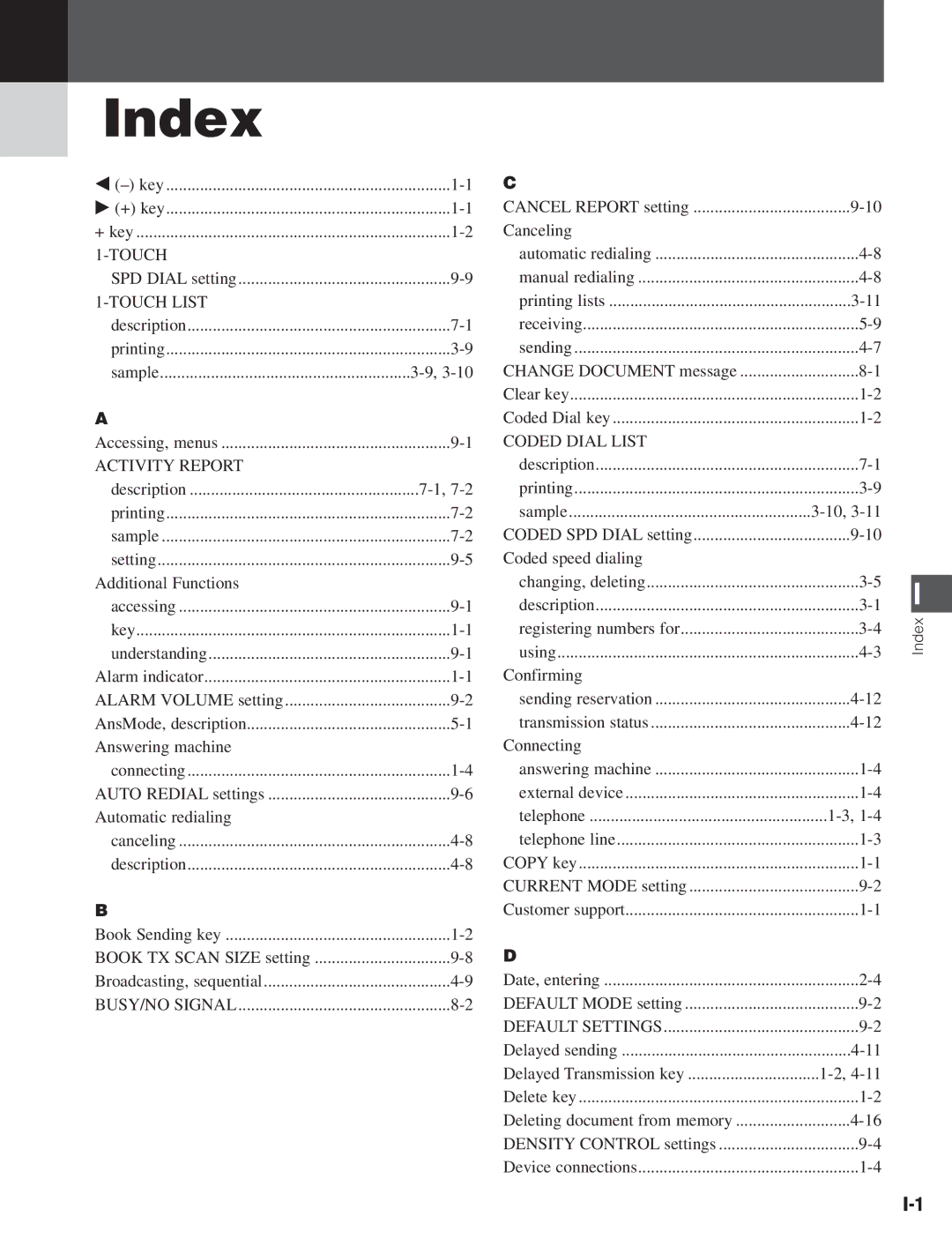 Canon D680 manual Index, Canceling 