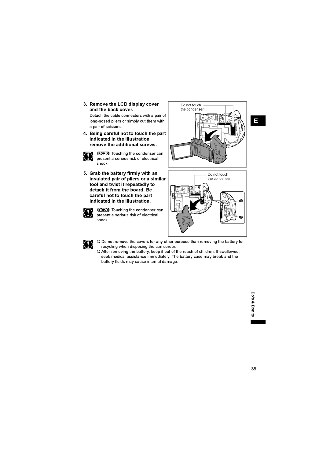 Canon DC 20, DC 10 instruction manual Remove the LCD display cover and the back cover 