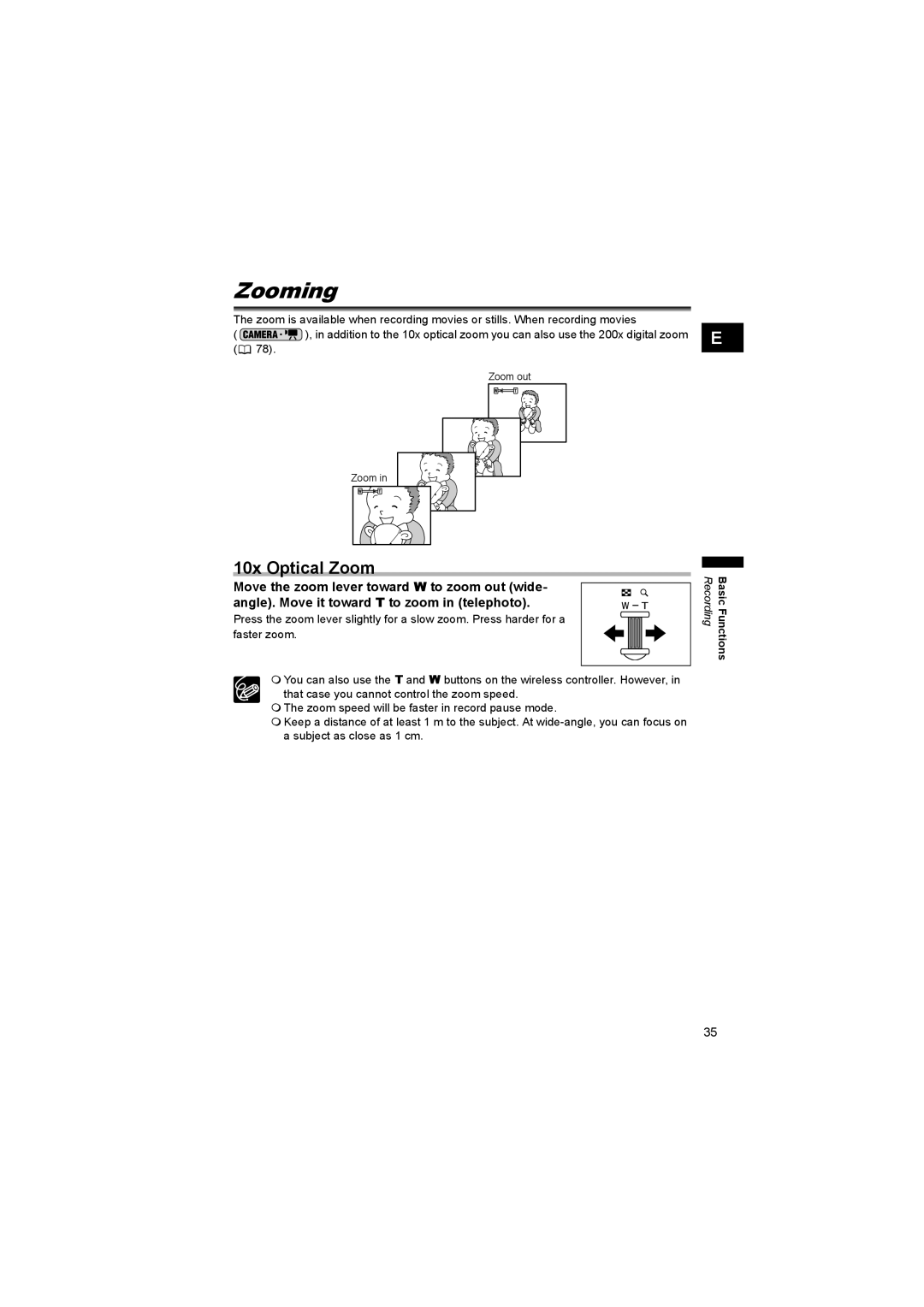 Canon DC 20, DC 10 instruction manual Zooming, 10x Optical Zoom 