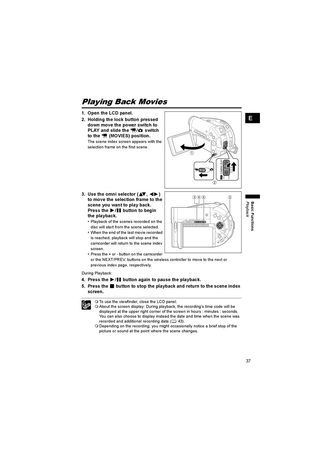 Canon DC 20, DC 10 instruction manual Playing Back Movies 