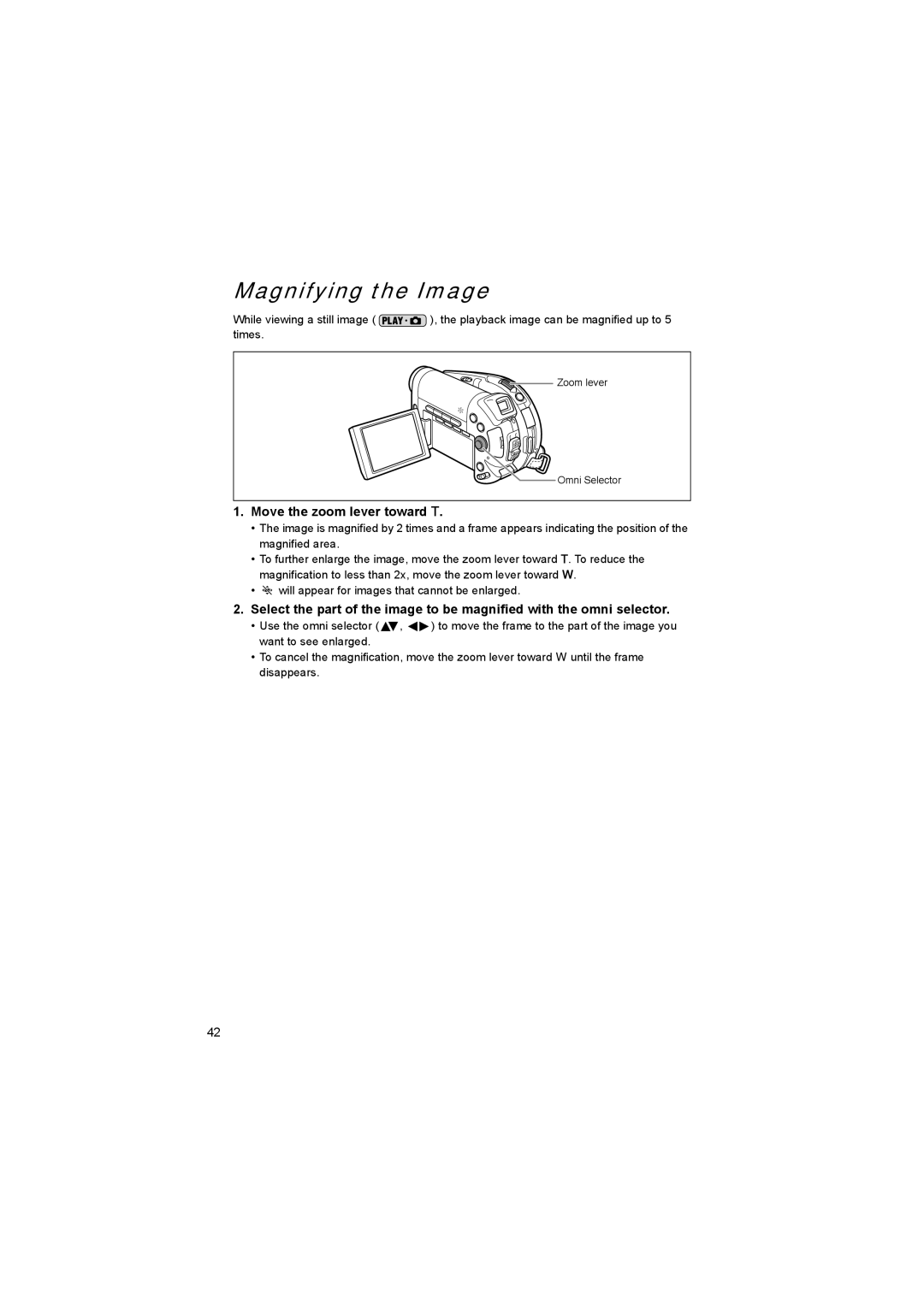 Canon DC 10, DC 20 instruction manual Magnifying the Image, Will appear for images that cannot be enlarged 