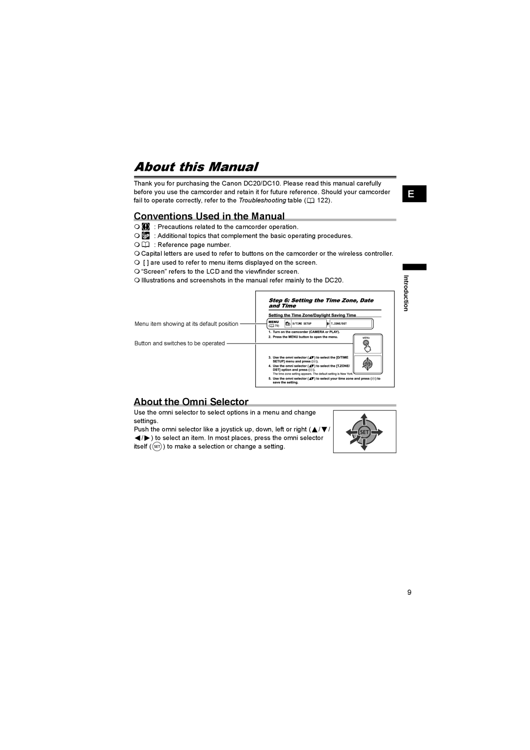 Canon DC 20, DC 10 instruction manual About this Manual, Conventions Used in the Manual, About the Omni Selector 