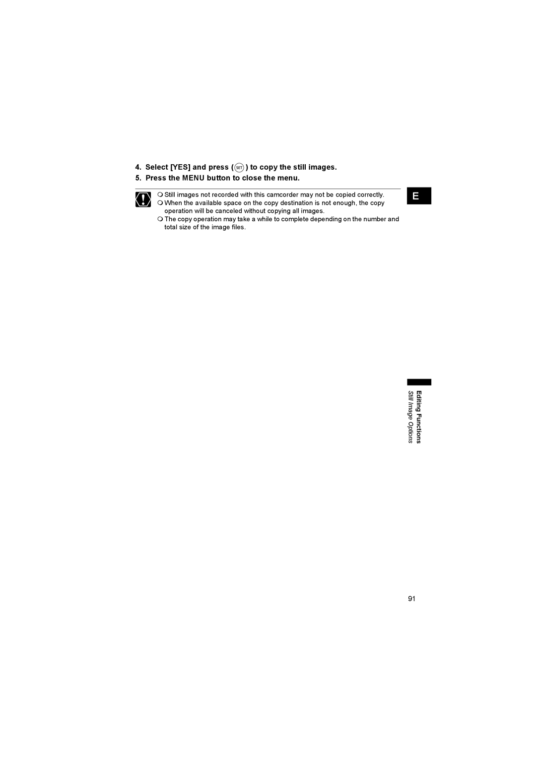 Canon DC 20, DC 10 instruction manual Still Image Options 