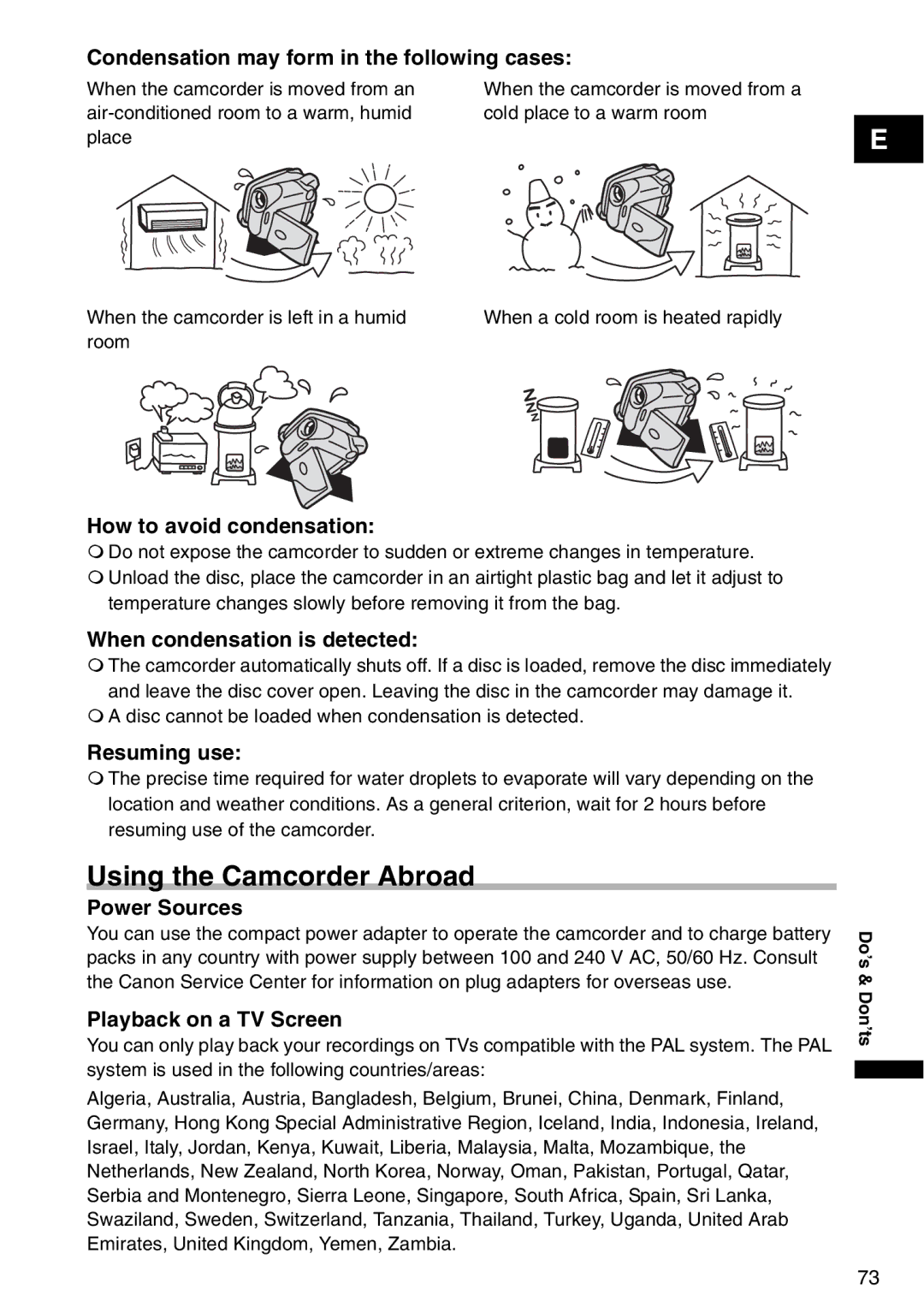 Canon DC 100 instruction manual Using the Camcorder Abroad 