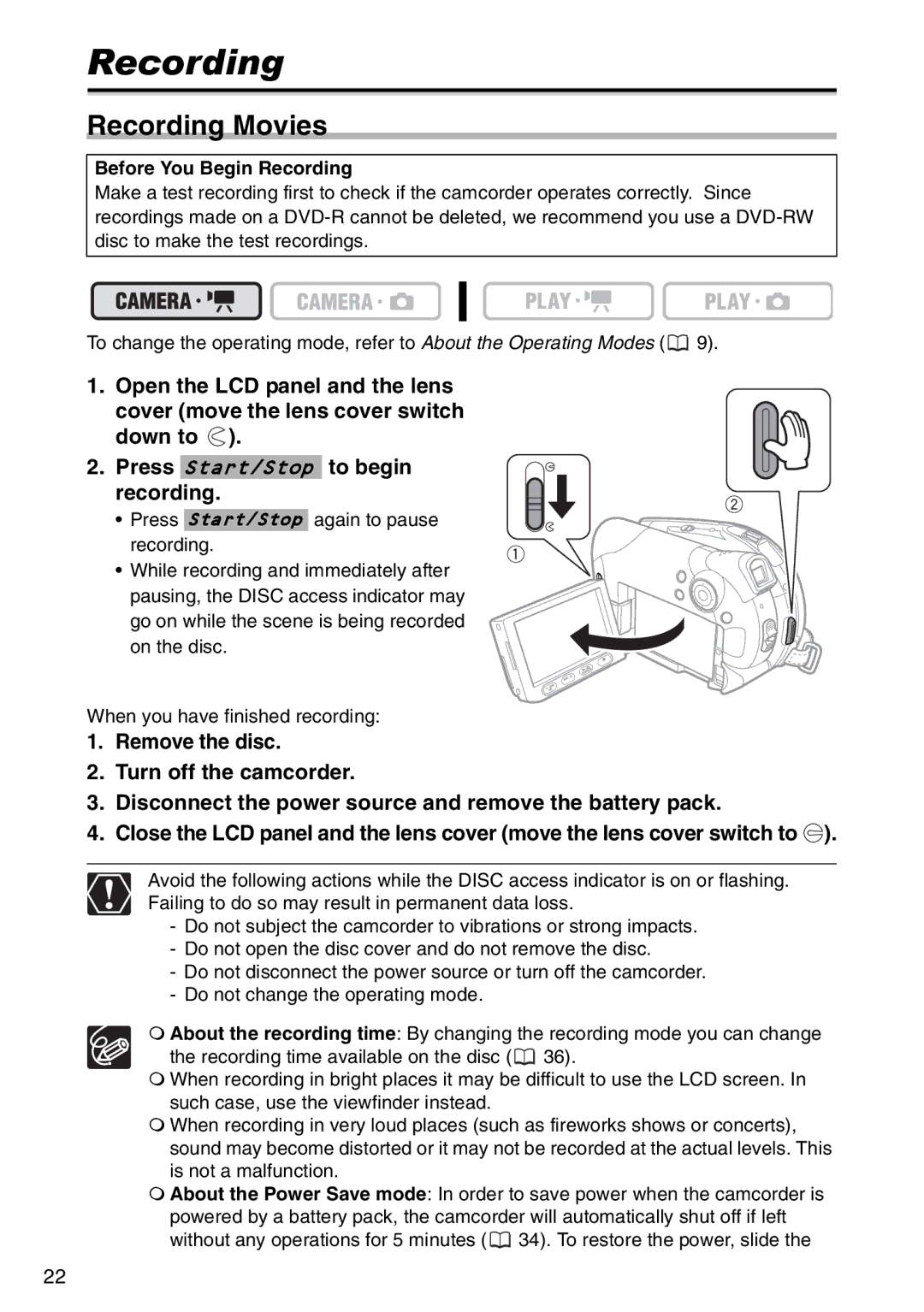 Canon DC100, DC95 instruction manual Recording Movies, Before You Begin Recording 