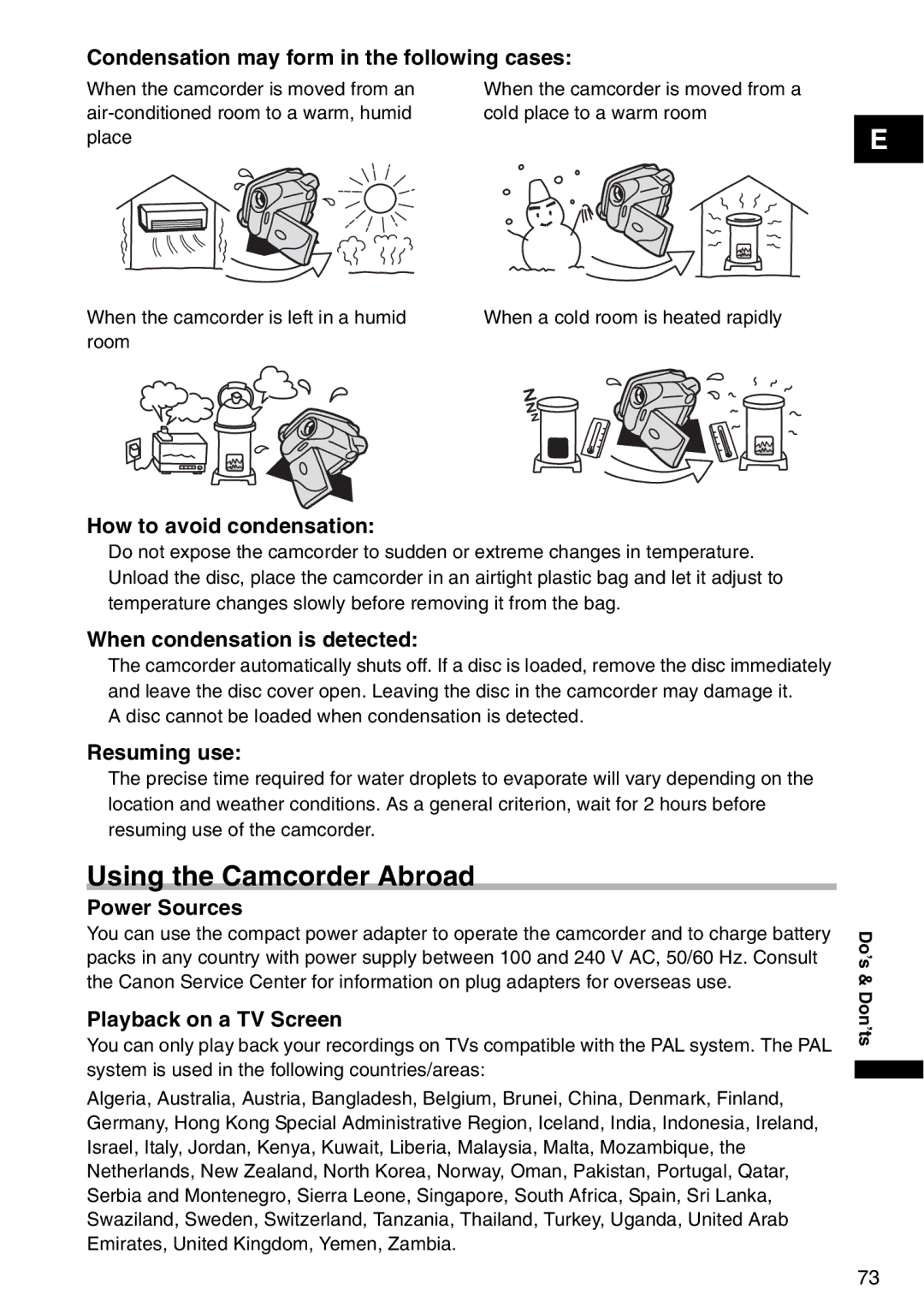 Canon DC95, DC100 instruction manual Using the Camcorder Abroad 