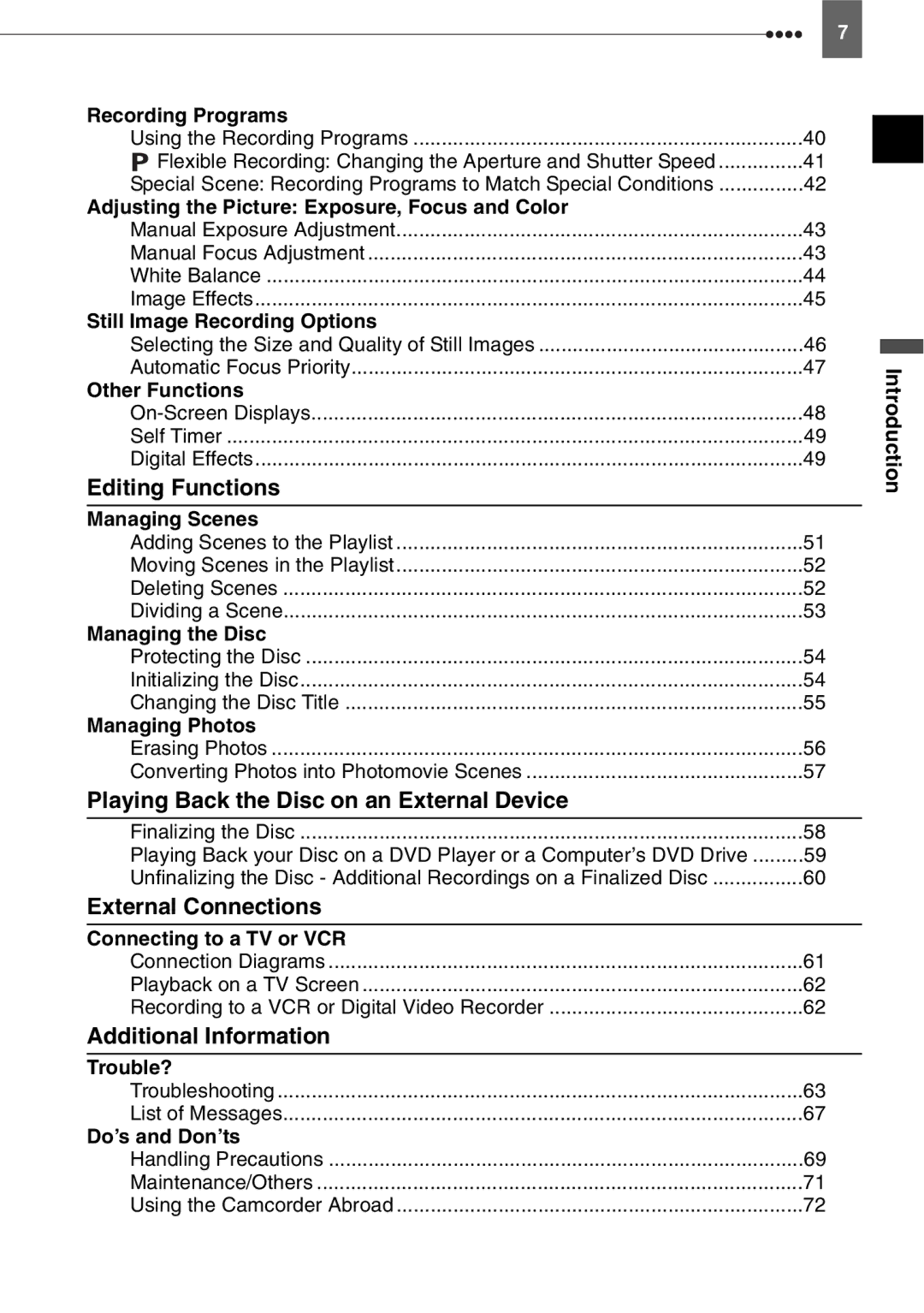 Canon DC210 Editing Functions, Playing Back the Disc on an External Device, External Connections, Additional Information 