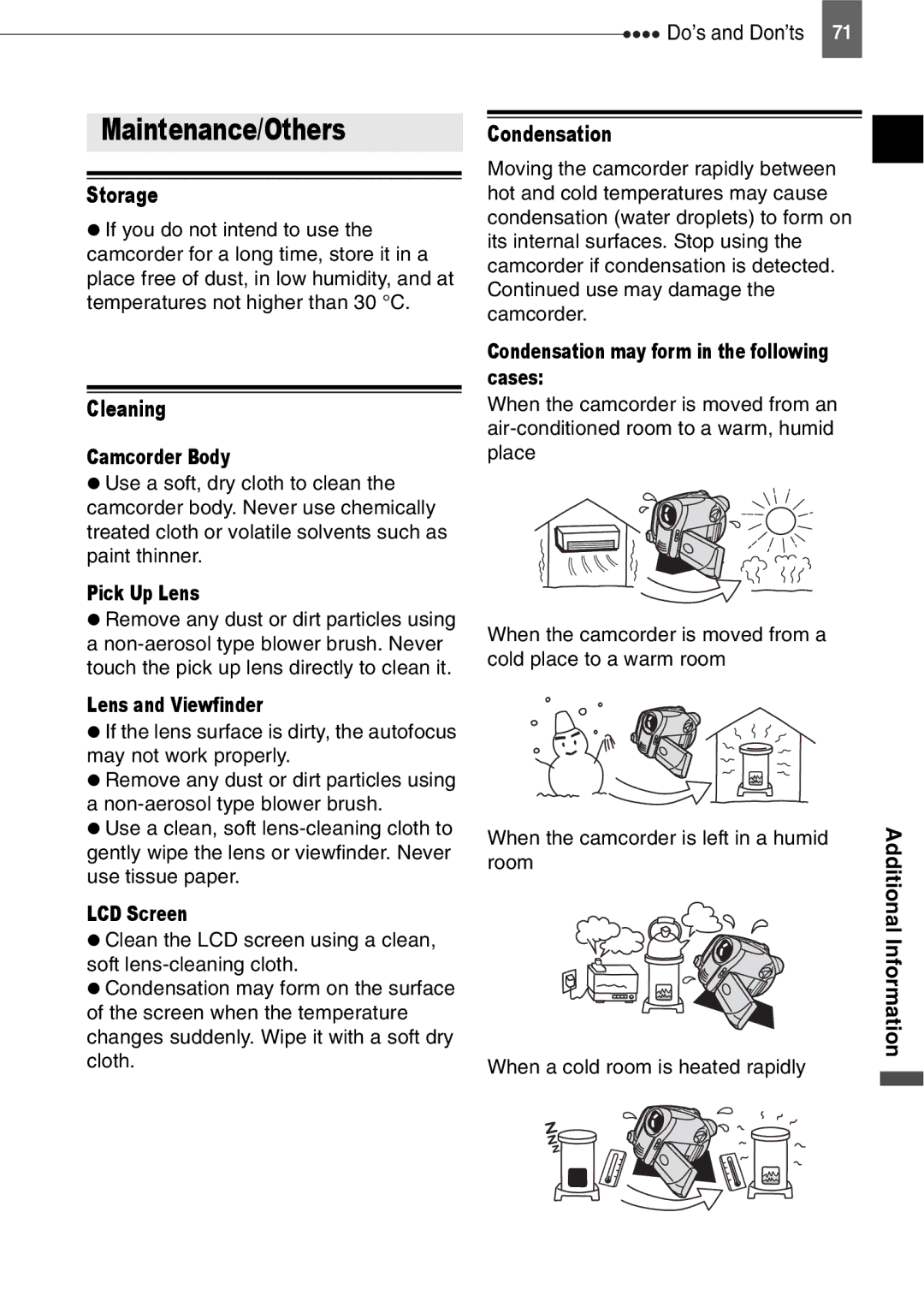 Canon DC211, DC201, DC210 instruction manual Maintenance/Others, Storage, Cleaning, Condensation 