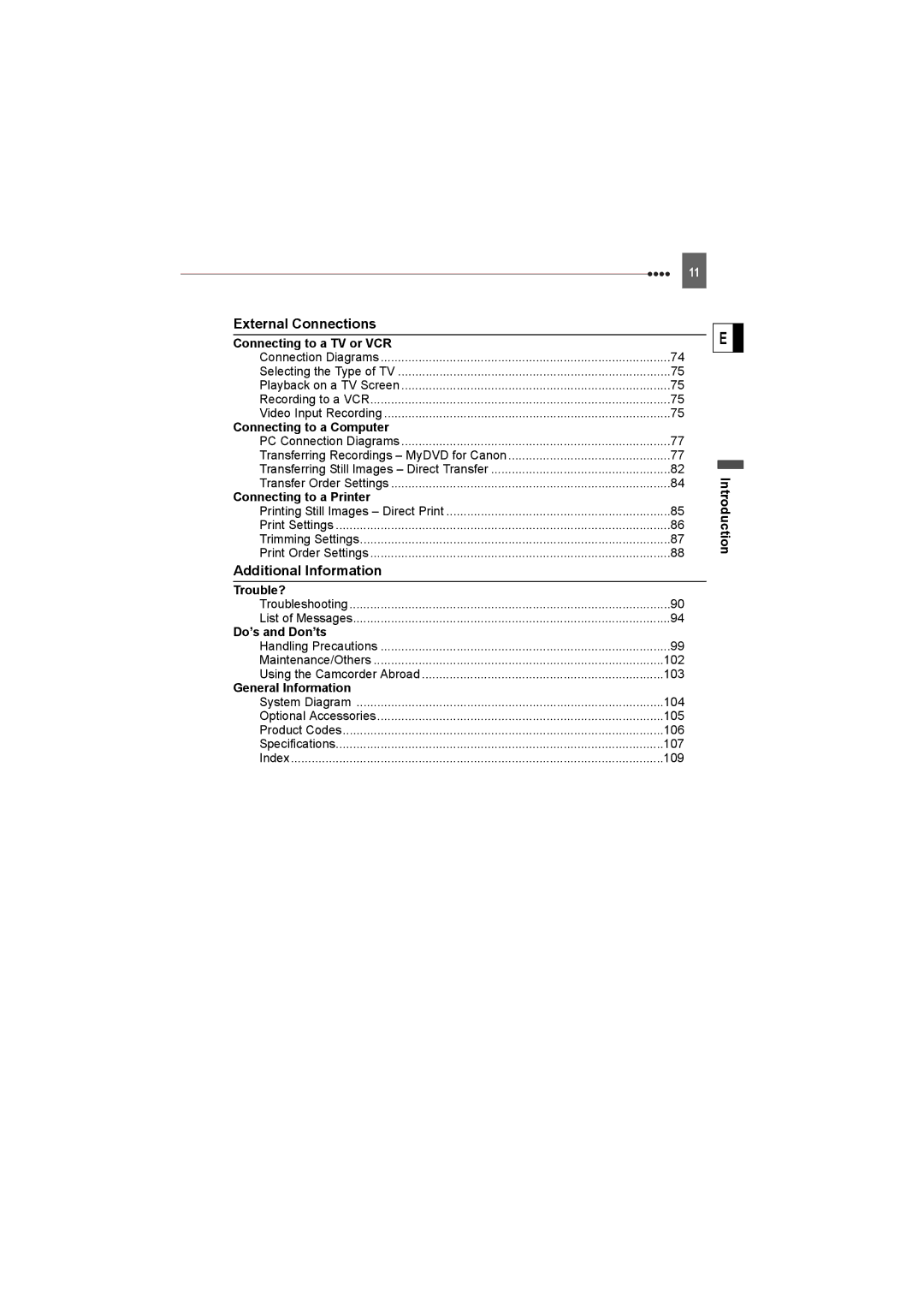 Canon DC22 instruction manual External Connections, Additional Information 