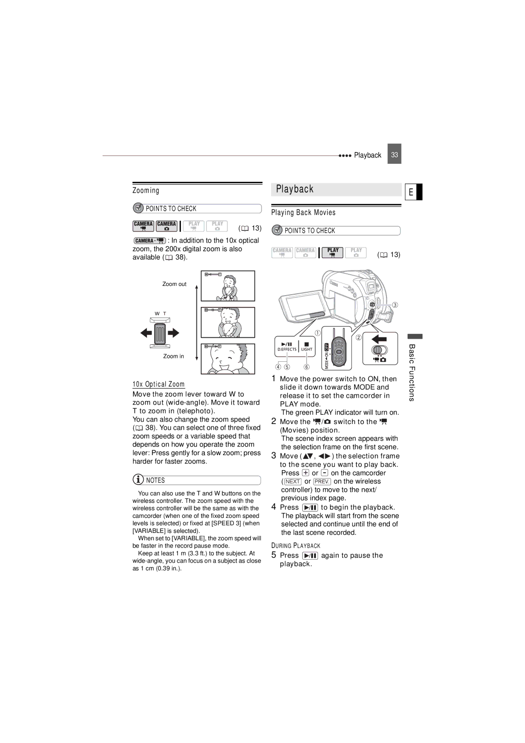 Canon DC22 instruction manual Playback, Zooming, Playing Back Movies, Move , the selection frame 