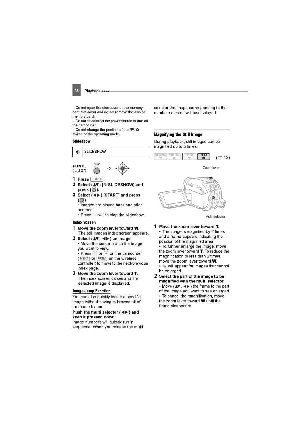 Canon DC22 instruction manual Magnifying the Still Image 