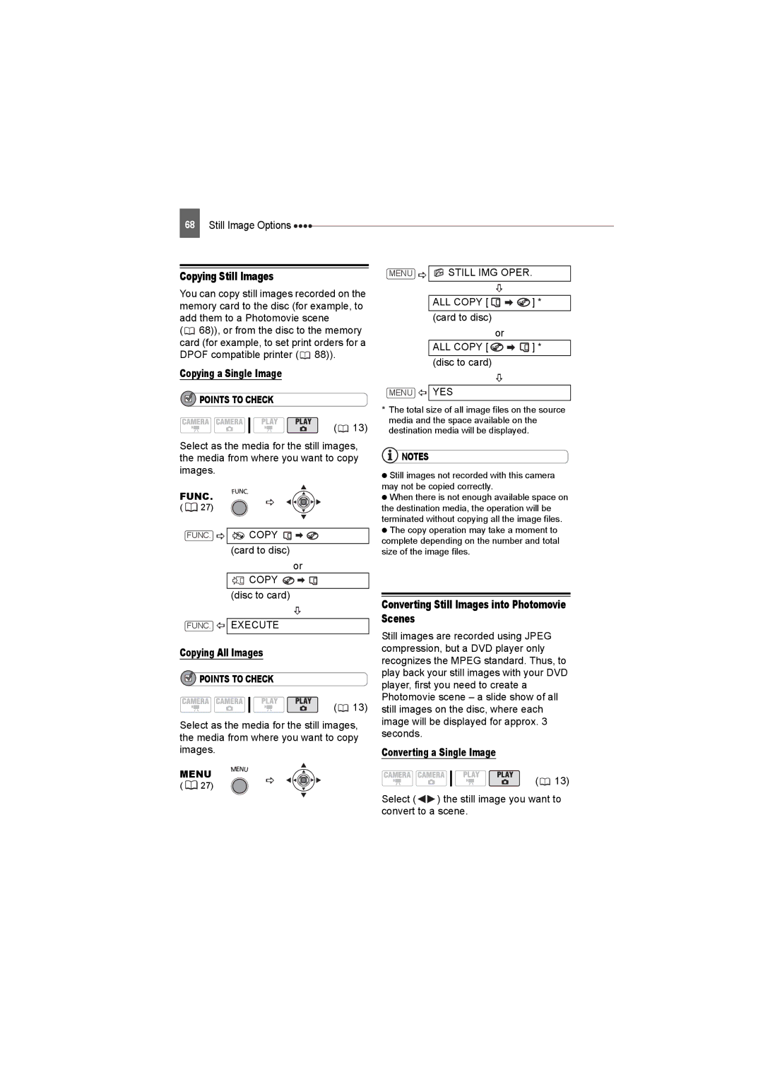 Canon DC22 instruction manual Copying Still Images, Converting Still Images into Photomovie Scenes, Copying a Single Image 