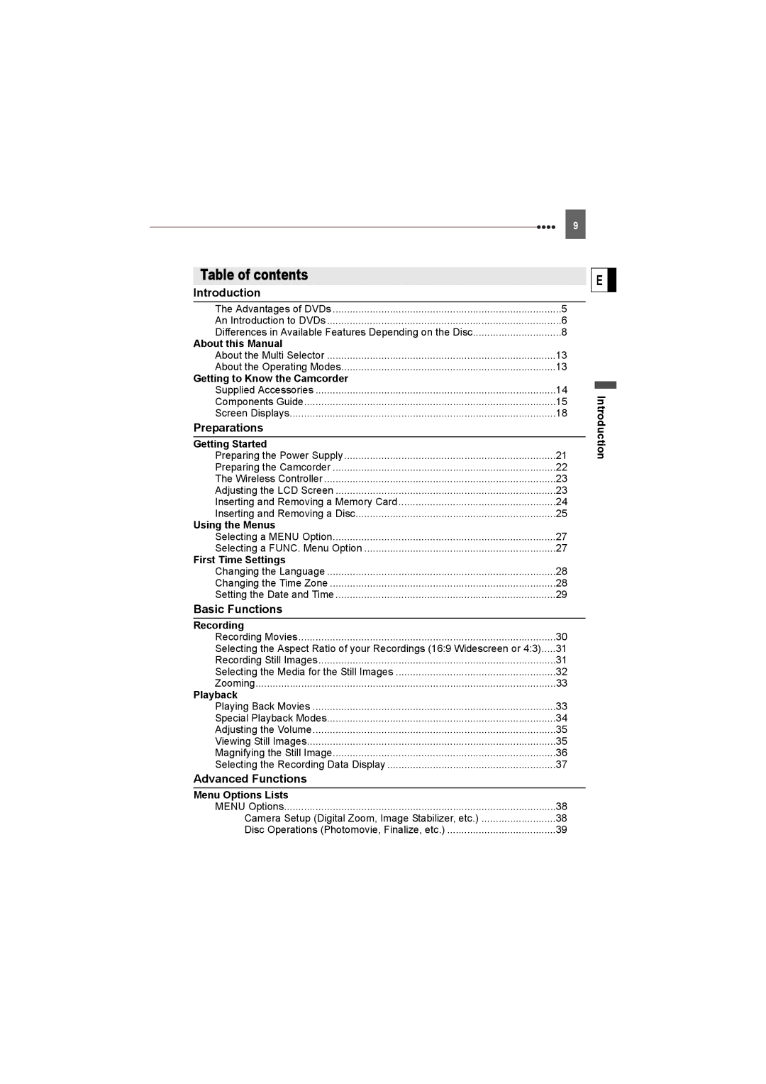 Canon DC22 instruction manual Table of contents 