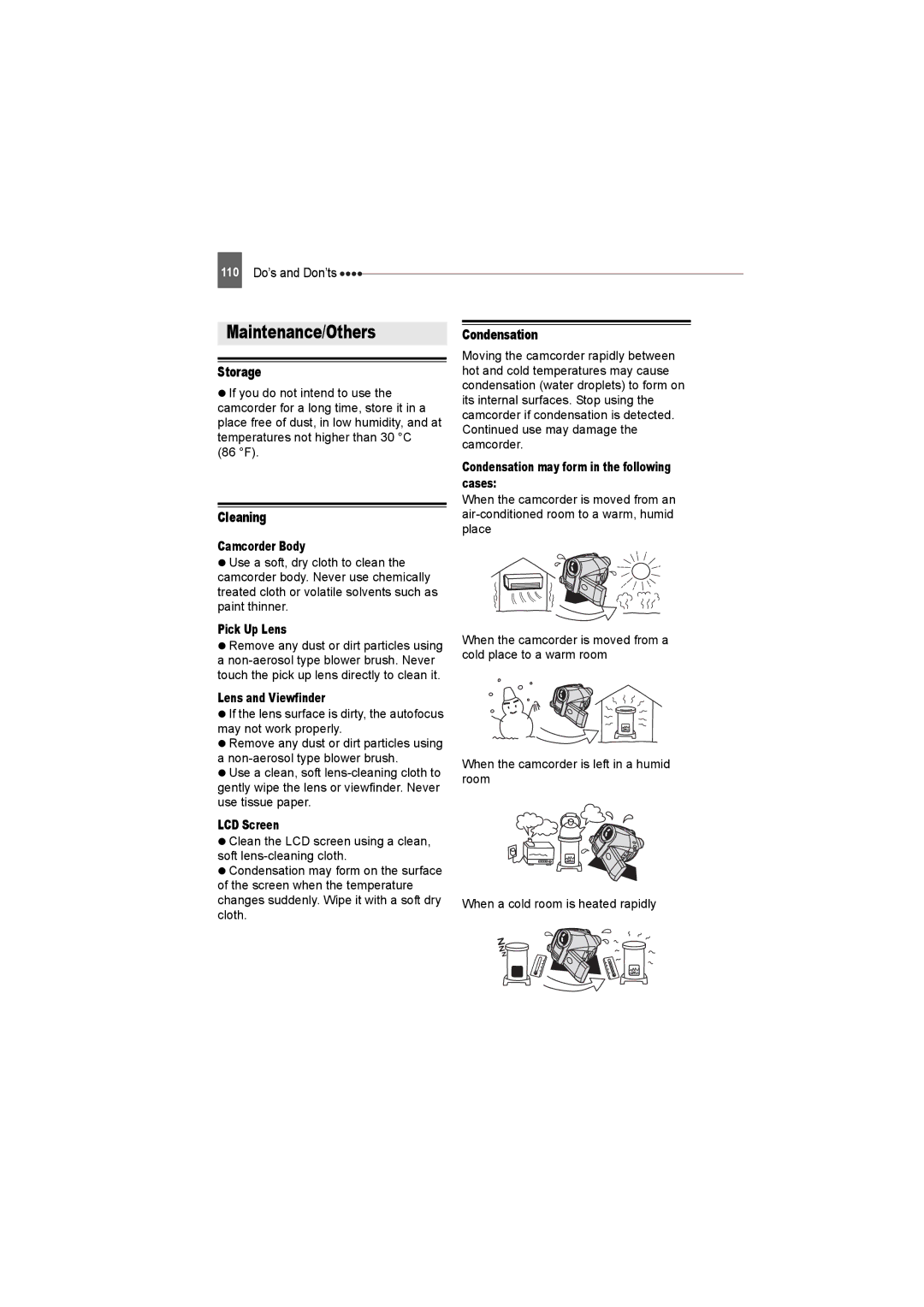 Canon DC230, DC220, DC50 instruction manual Maintenance/Others, Storage, Cleaning, Condensation 