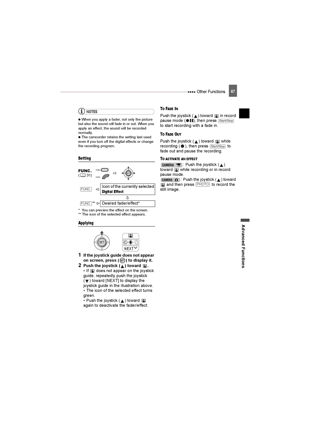 Canon DC50, DC220, DC230 instruction manual Setting, Digital Effect, Applying 