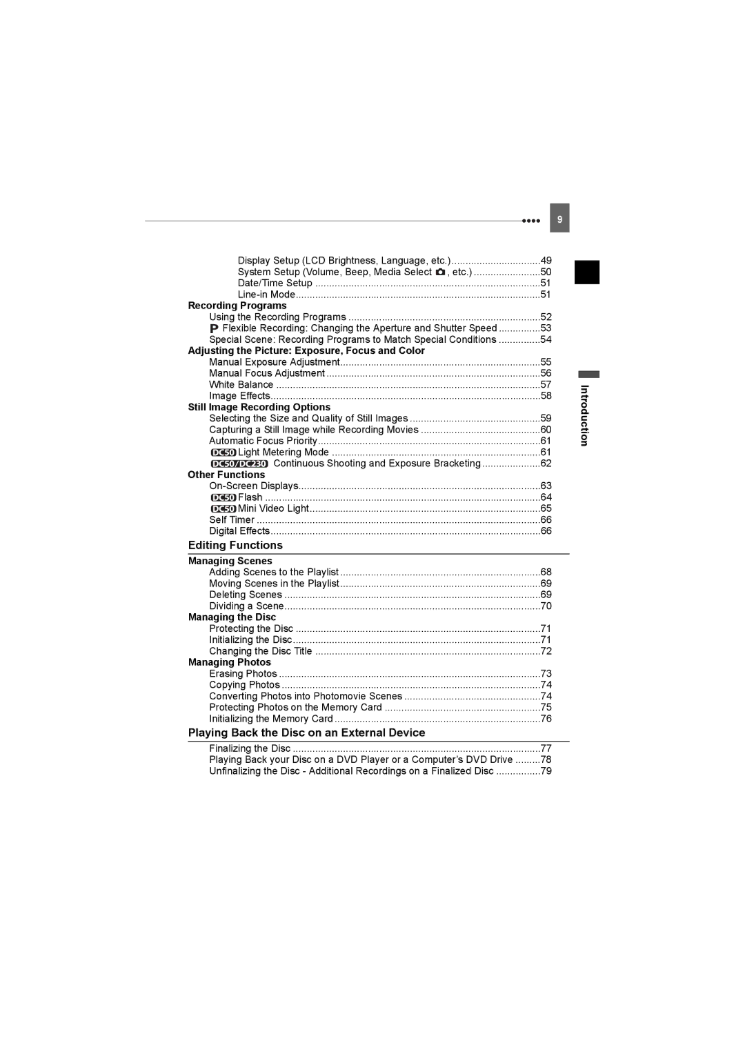 Canon DC220, DC50, DC230 instruction manual Editing Functions, Playing Back the Disc on an External Device 