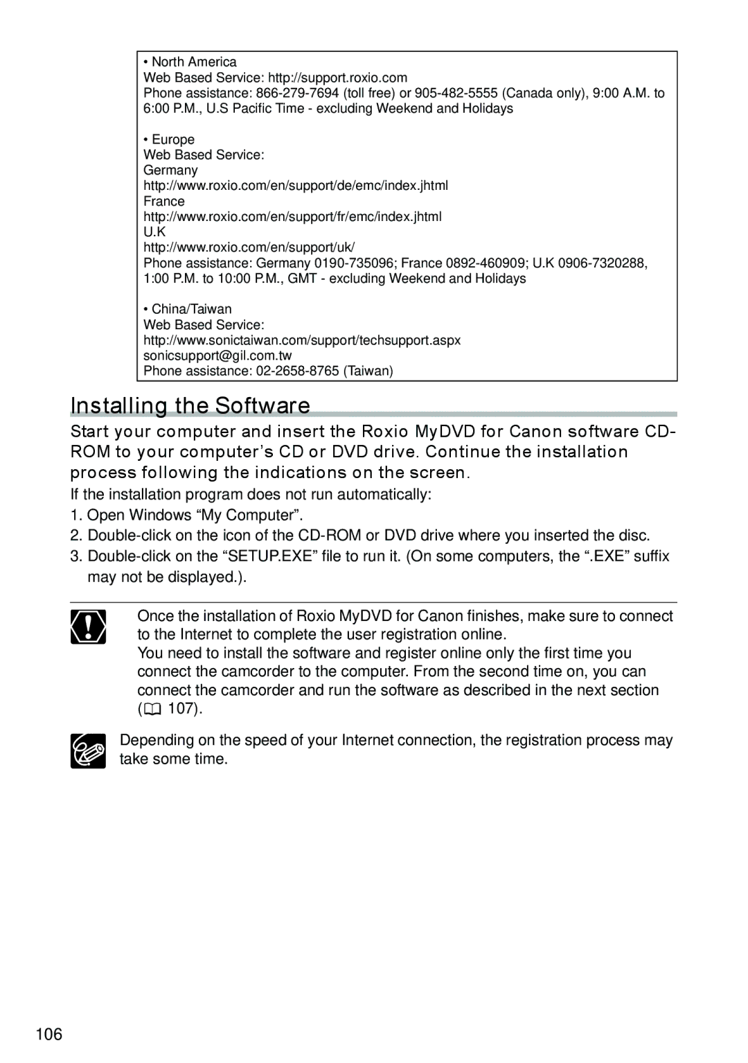 Canon DC40 instruction manual Installing the Software 