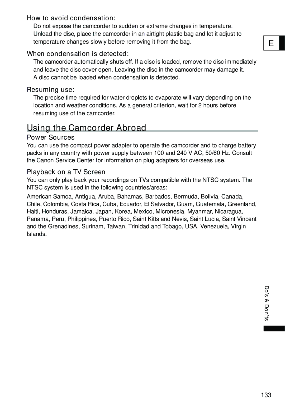 Canon DC40 instruction manual Using the Camcorder Abroad 