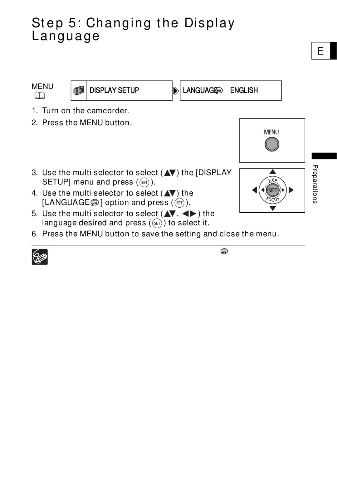 Canon DC40 instruction manual Changing the Display Language, Menu Display Setup 