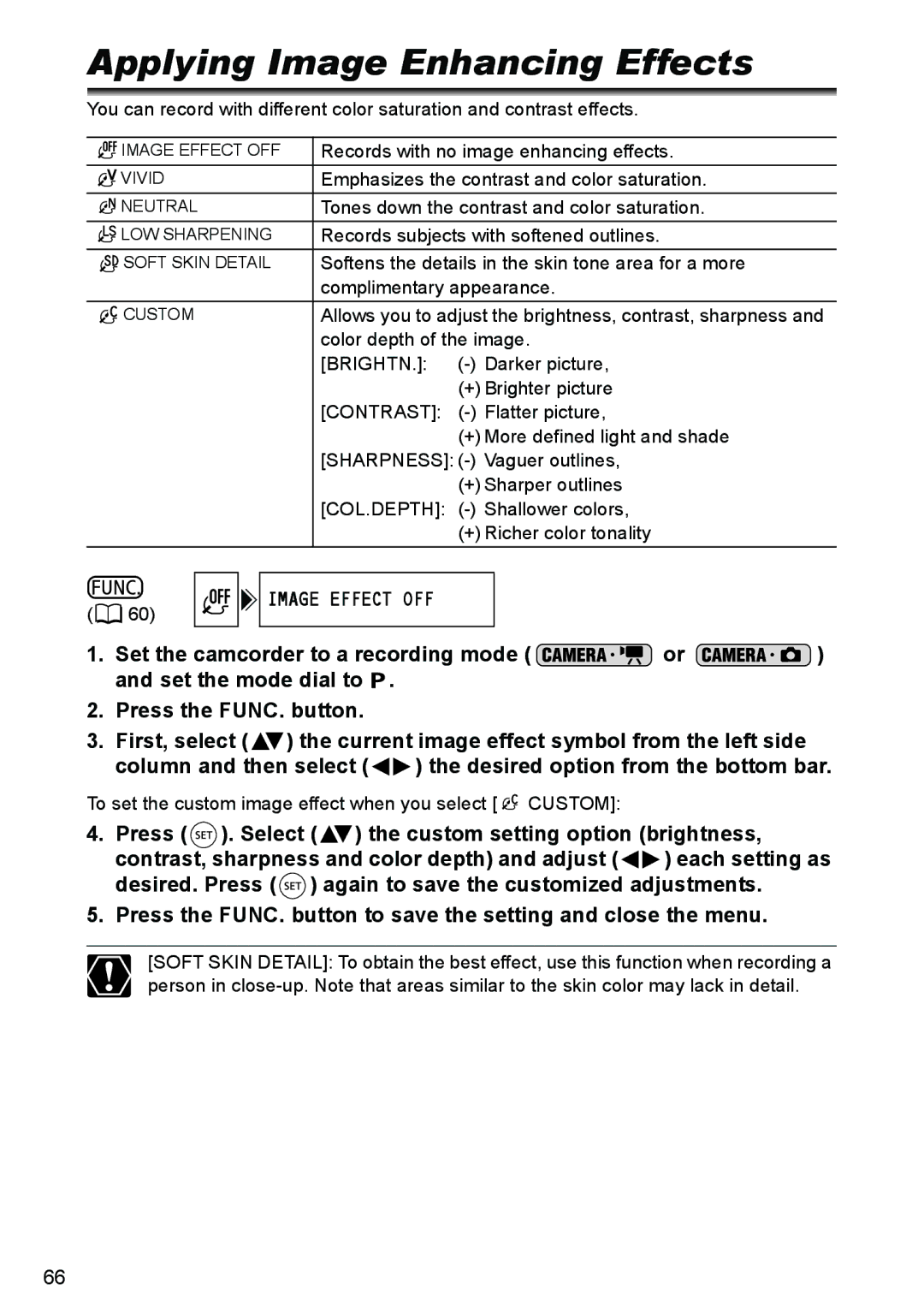 Canon DC40 instruction manual Applying Image Enhancing Effects 