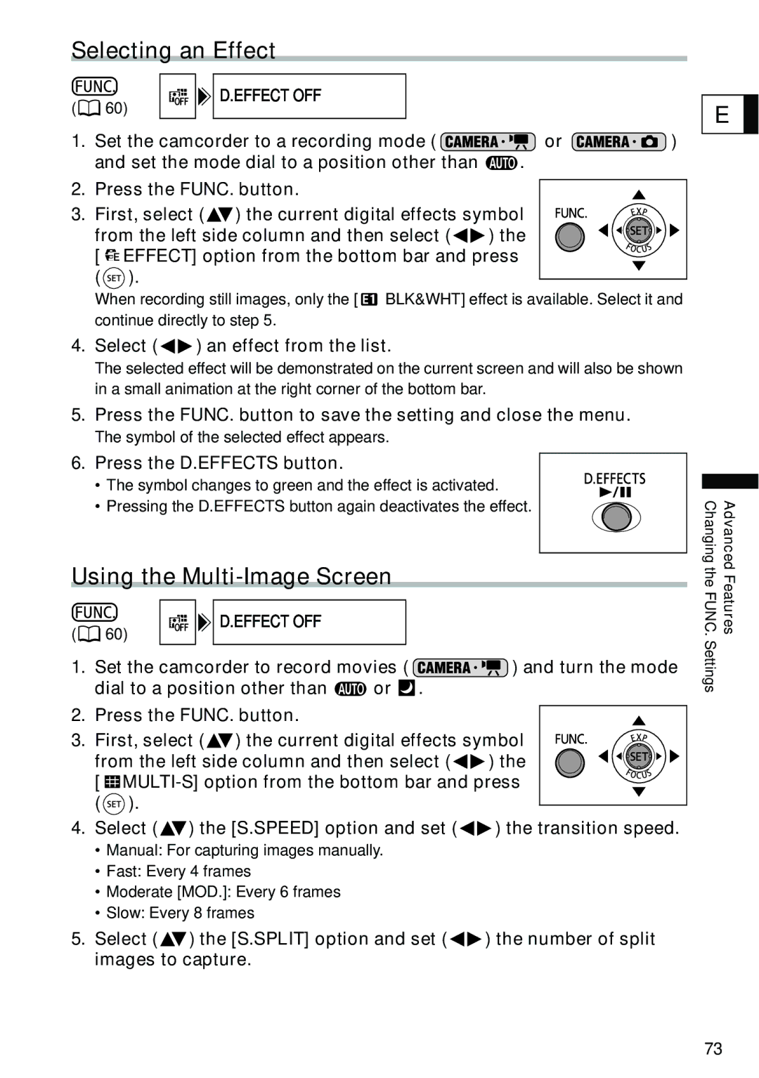 Canon DC40 instruction manual Selecting an Effect, Using the Multi-Image Screen, Select an effect from the list 