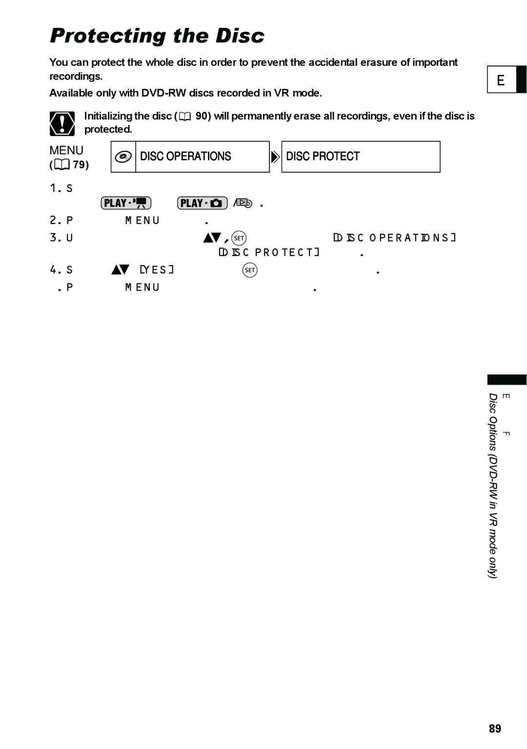 Canon DC40 instruction manual Protecting the Disc 