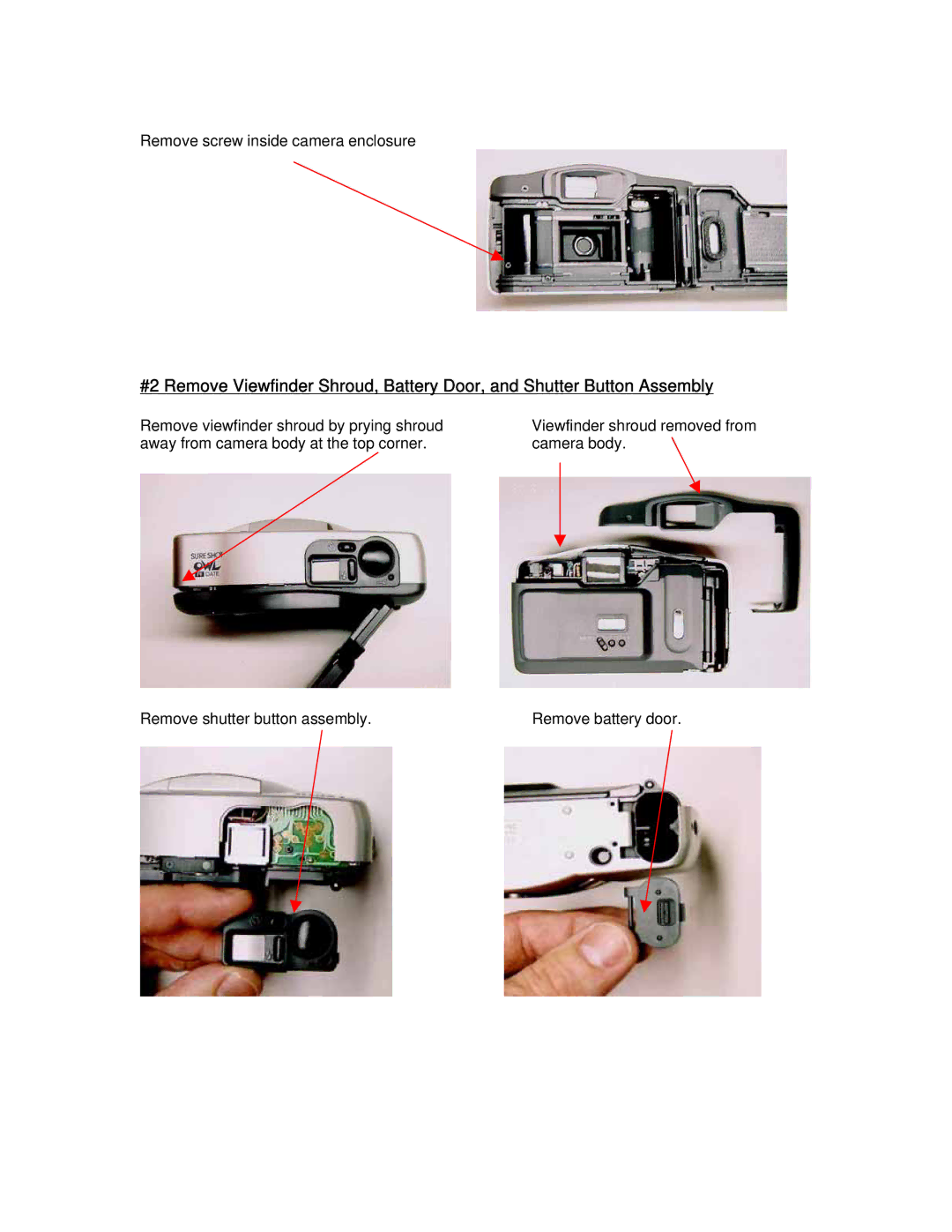 Canon Digital Camera warranty Remove screw inside camera enclosure 