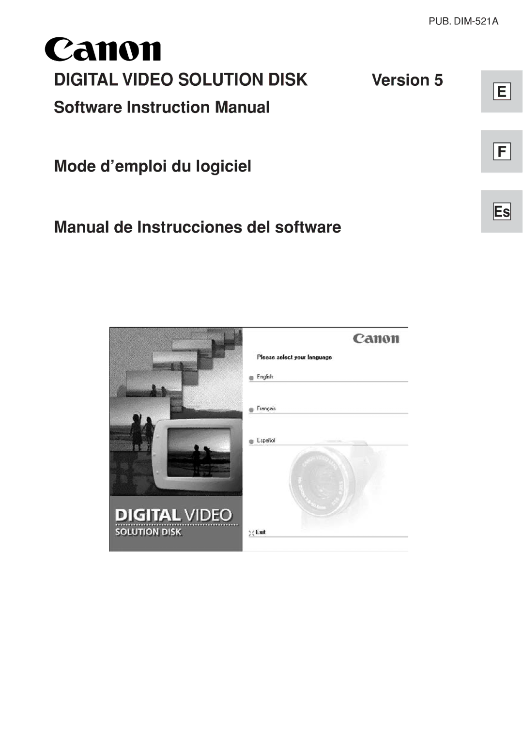 Canon DIM-521A instruction manual Digital Video Solution Disk 