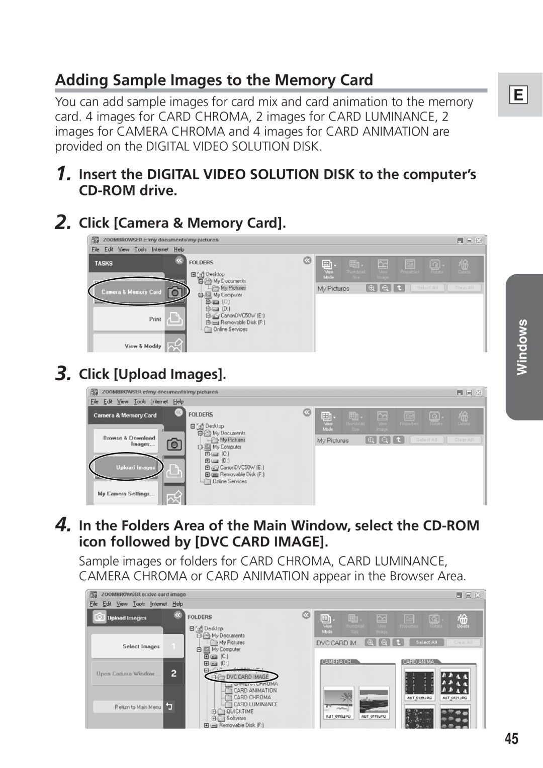 Canon DIM-521A instruction manual Adding Sample Images to the Memory Card 