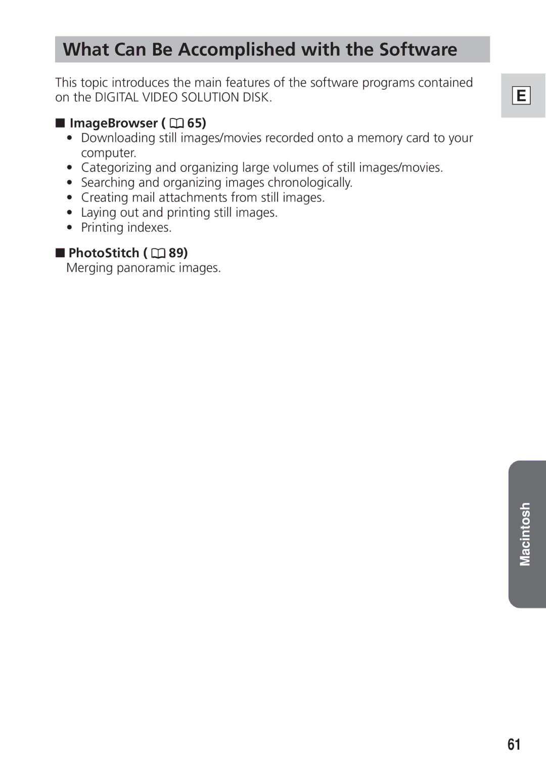 Canon DIM-521A instruction manual ImageBrowser, PhotoStitch 