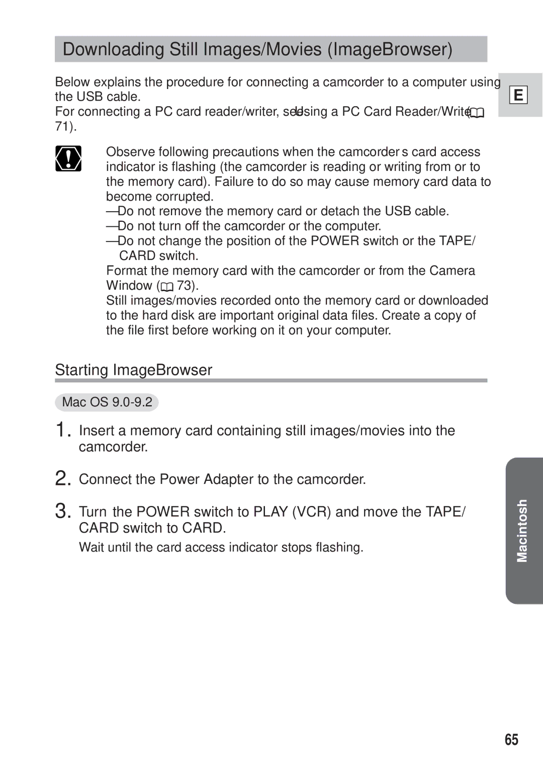 Canon DIM-521A instruction manual Downloading Still Images/Movies ImageBrowser, Starting ImageBrowser, Mac OS 