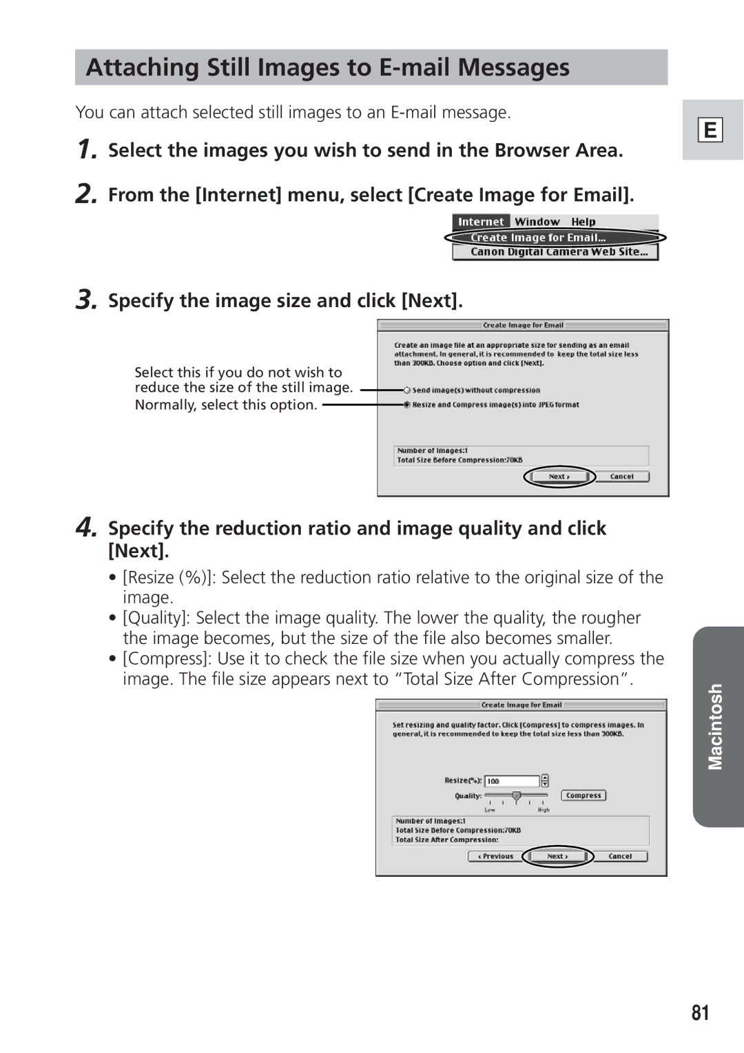 Canon DIM-521A instruction manual Specify the reduction ratio and image quality and click Next 