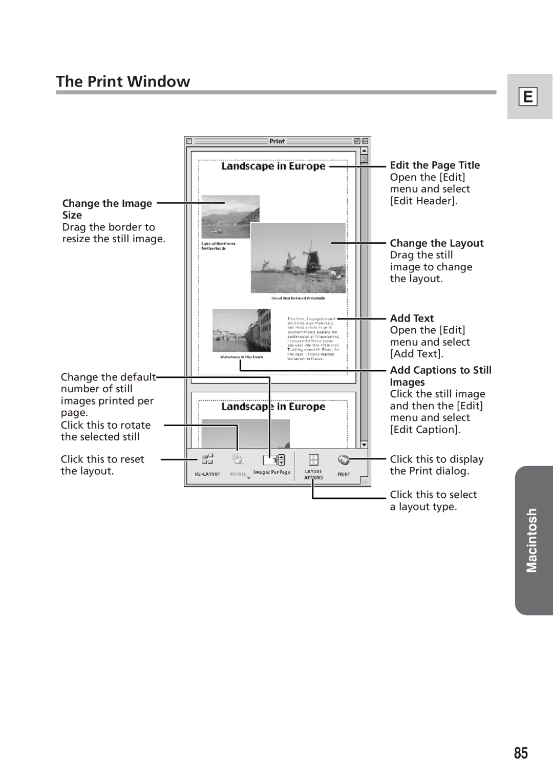 Canon DIM-521A instruction manual Print Window, Change the Image Size 