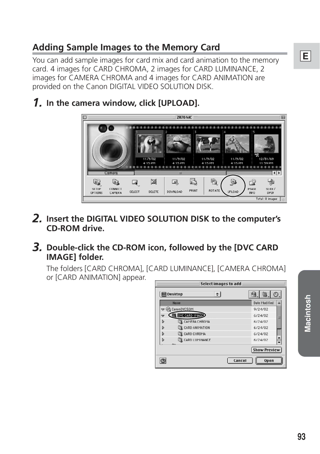 Canon DIM-521A instruction manual Adding Sample Images to the Memory Card 