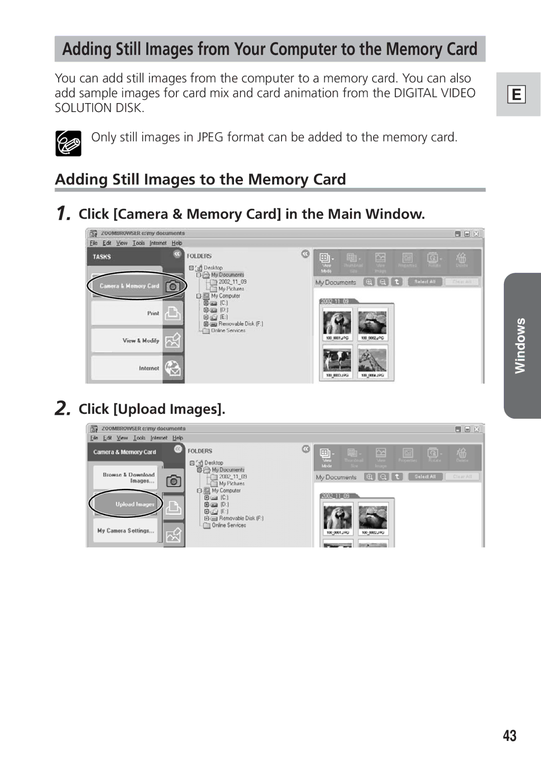 Canon DIM-538 Adding Still Images from Your Computer to the Memory Card, Adding Still Images to the Memory Card 