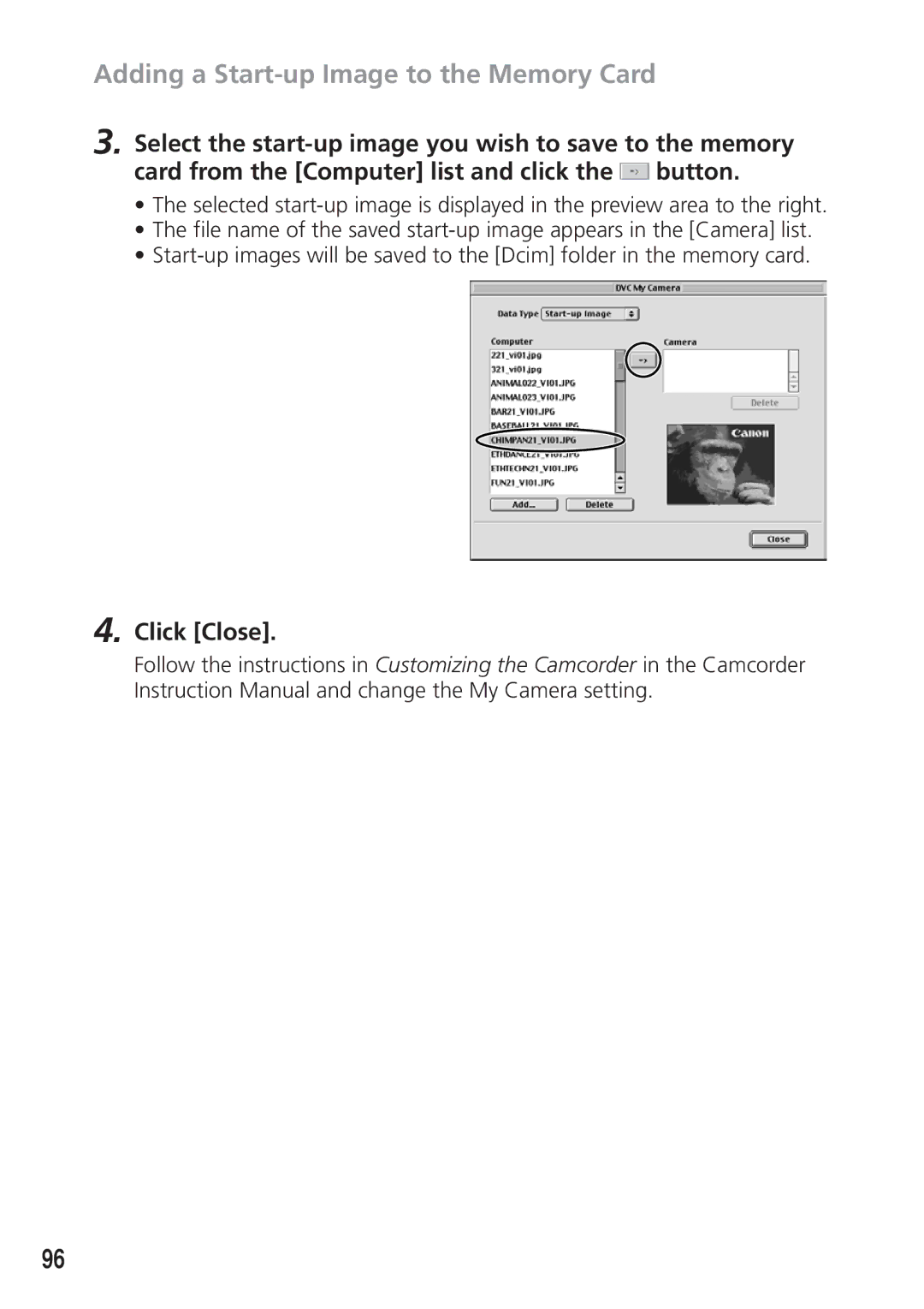 Canon DIM-538 instruction manual Adding a Start-up Image to the Memory Card 