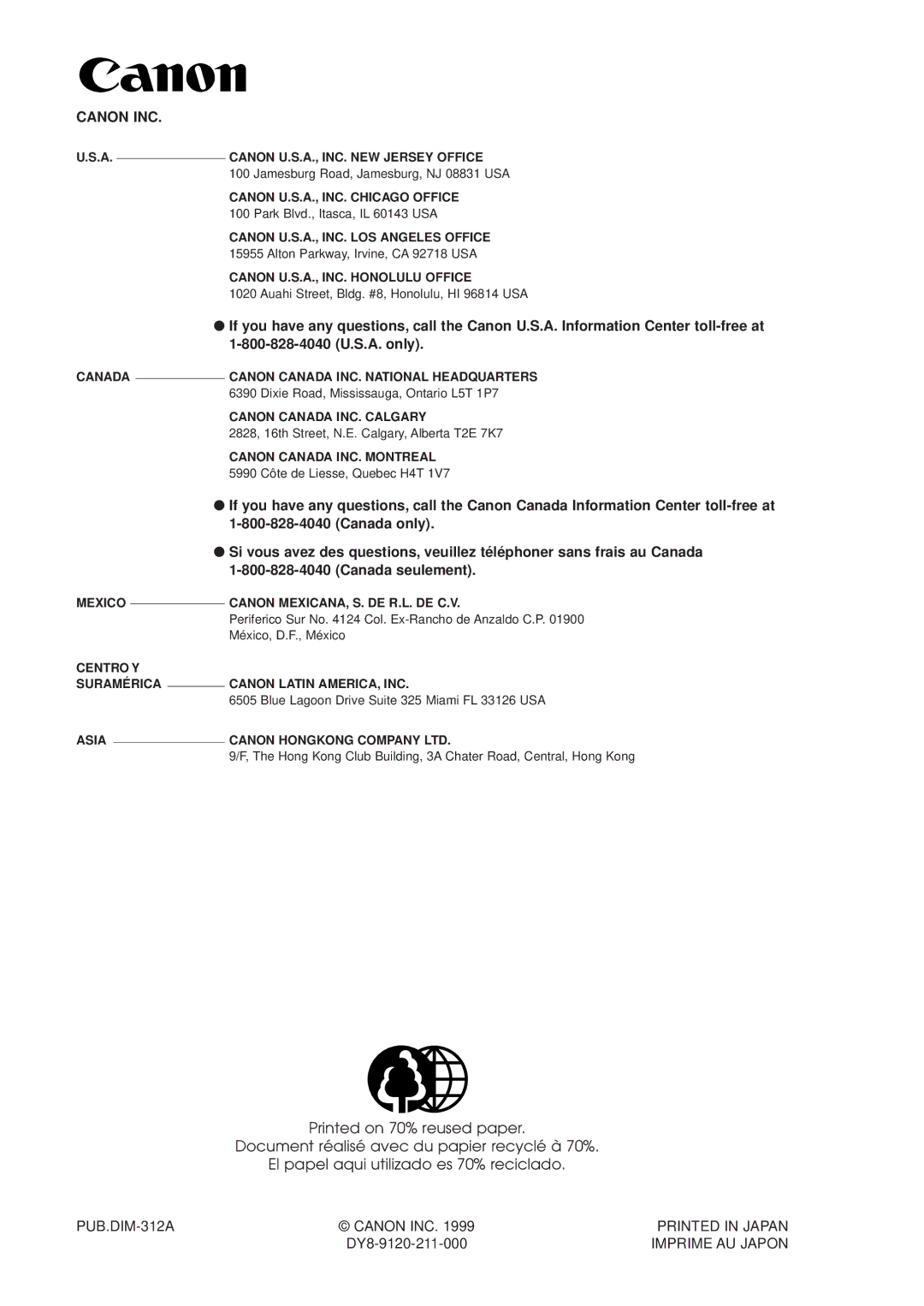 Canon DM-GL1 instruction manual Canon INC 