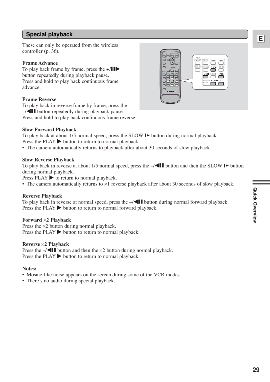 Canon DM-GL1 instruction manual Special playback 