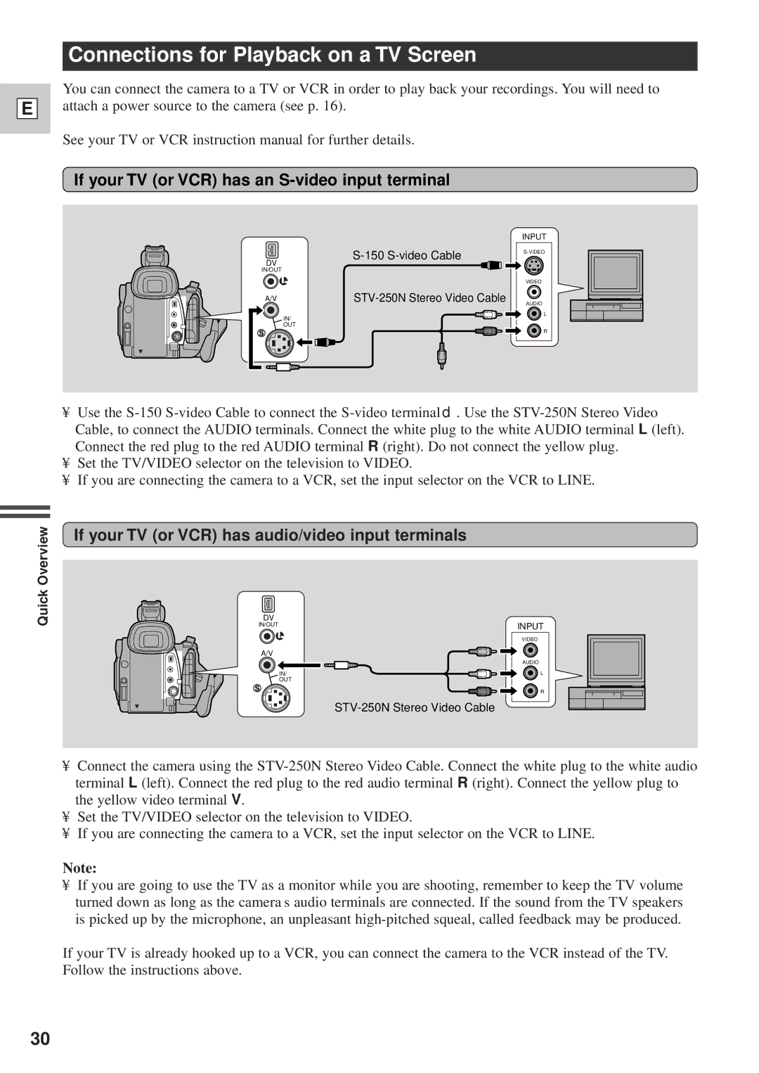 Canon DM-GL1 instruction manual Connections for Playback on a TV Screen, If your TV or VCR has an S-video input terminal 