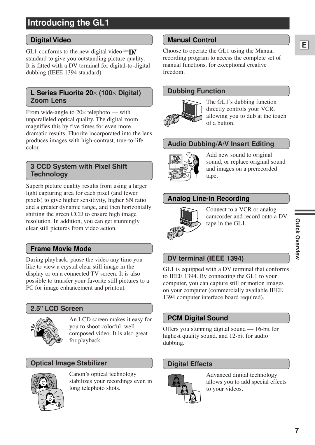 Canon DM-GL1 instruction manual Introducing the GL1 