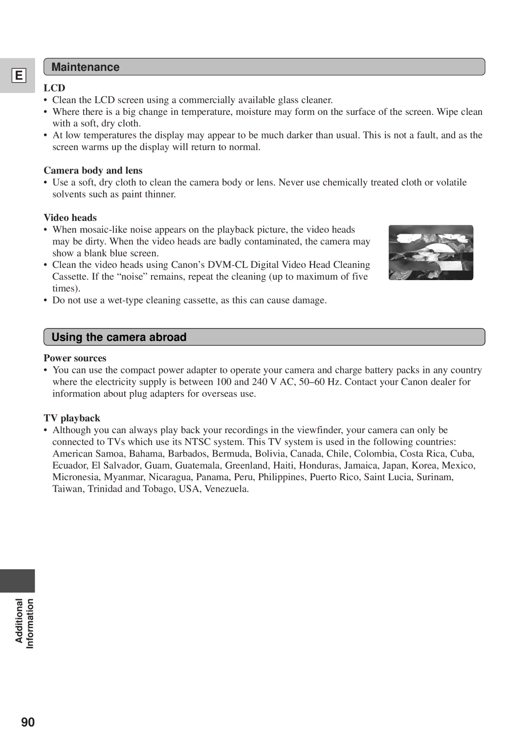 Canon DM-GL1 instruction manual Maintenance, Using the camera abroad 