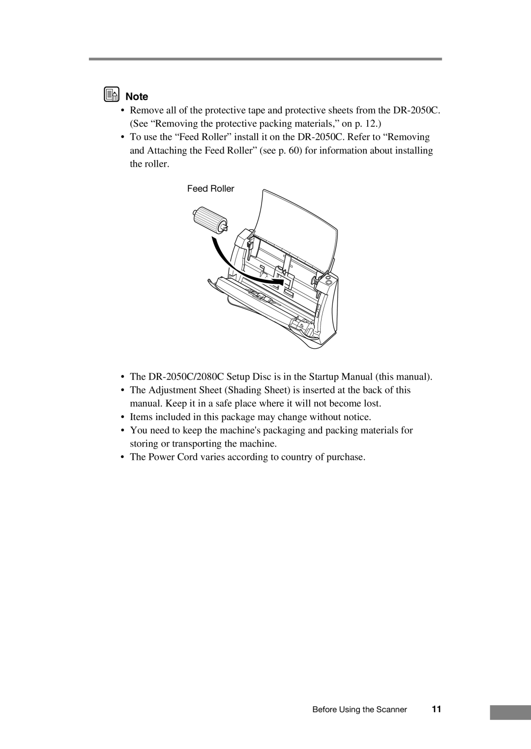 Canon DR-2050C manual Feed Roller 