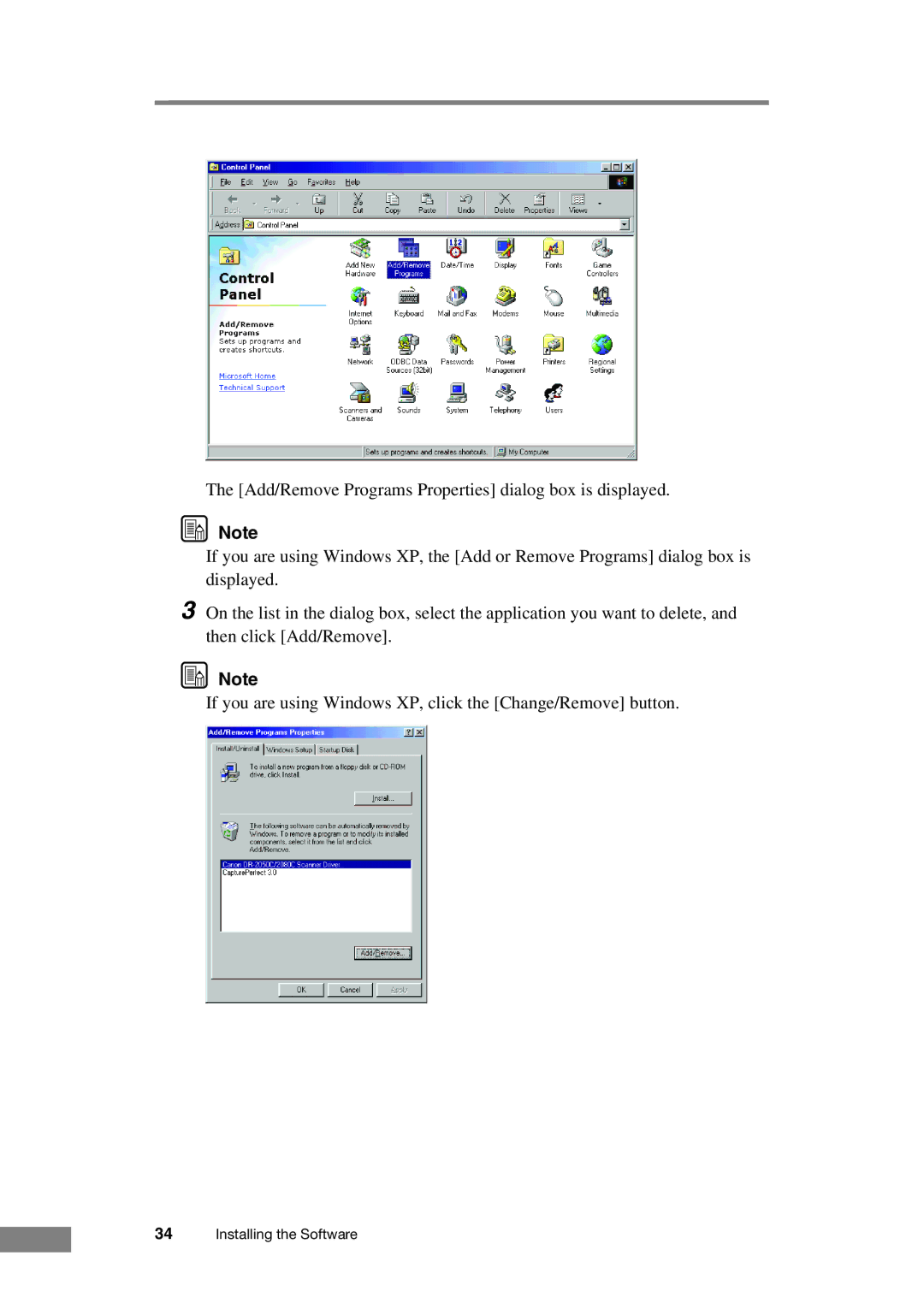 Canon DR-2050C manual Installing the Software 